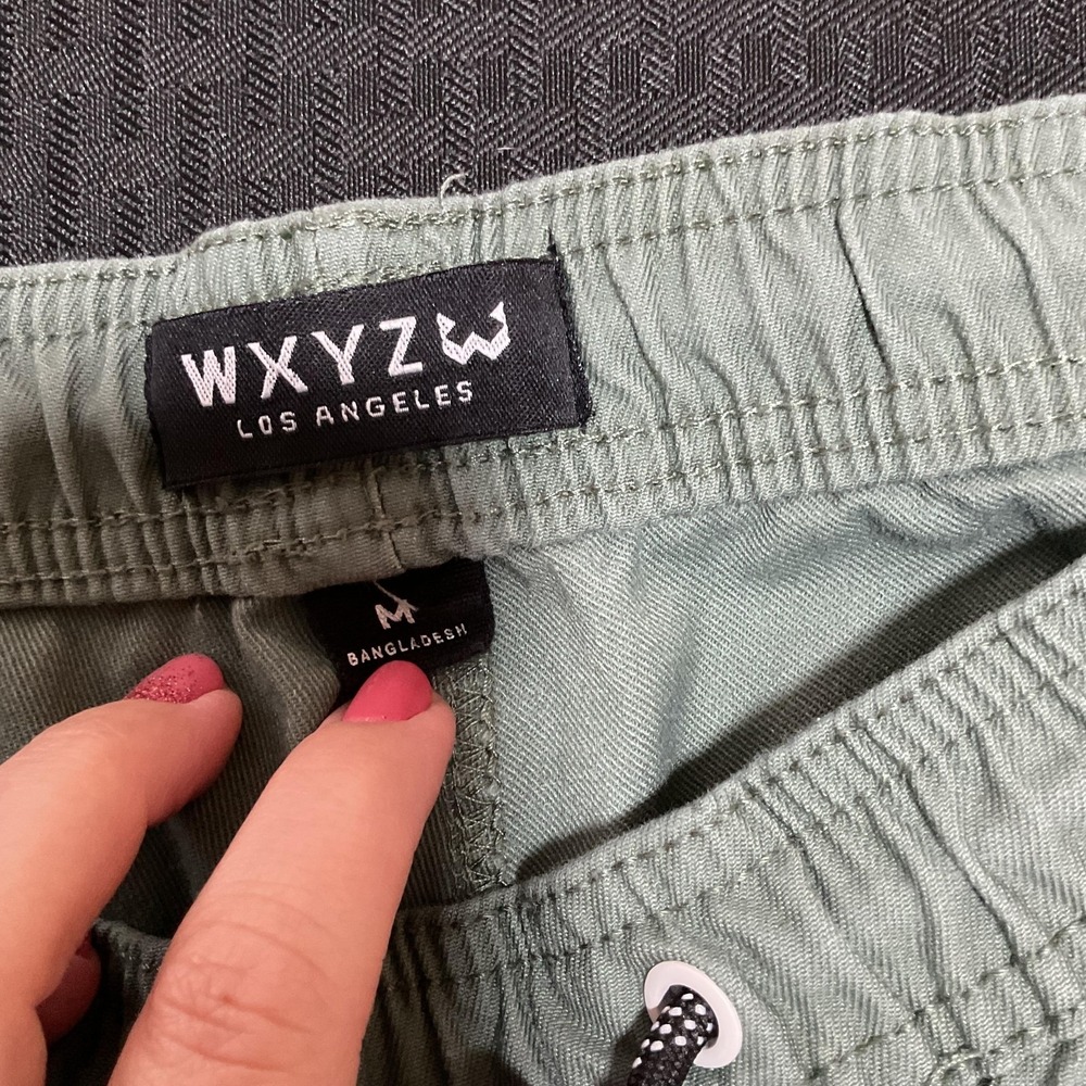 WXYZ Shorts Mens Medium Green Drawstring Elastic Waist Lined Beach Summer - Picture 2 of 11